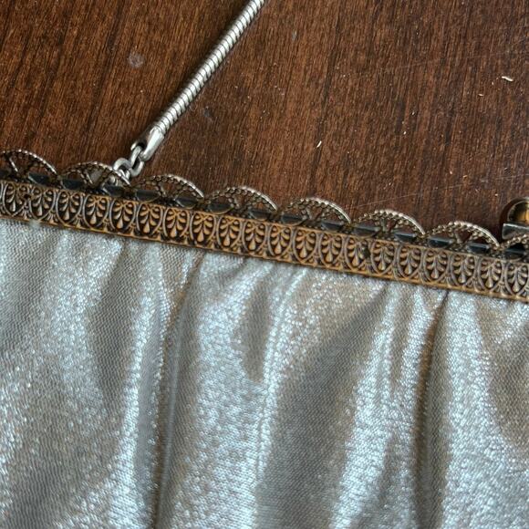 1950s 1960s Ande Silver Metallic Purse Vintage Silver Evening Bag Vintage Clutch - Picture 9 of 16